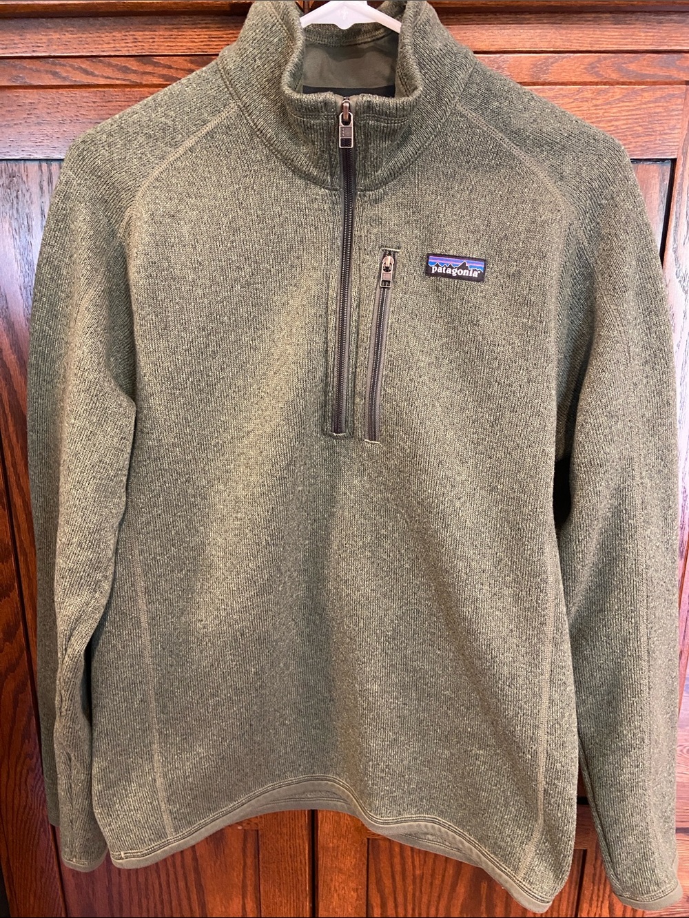 Patagonia Green 1/4 zip Fleece Pullover Sweater  with Chest Zip Pocket Small